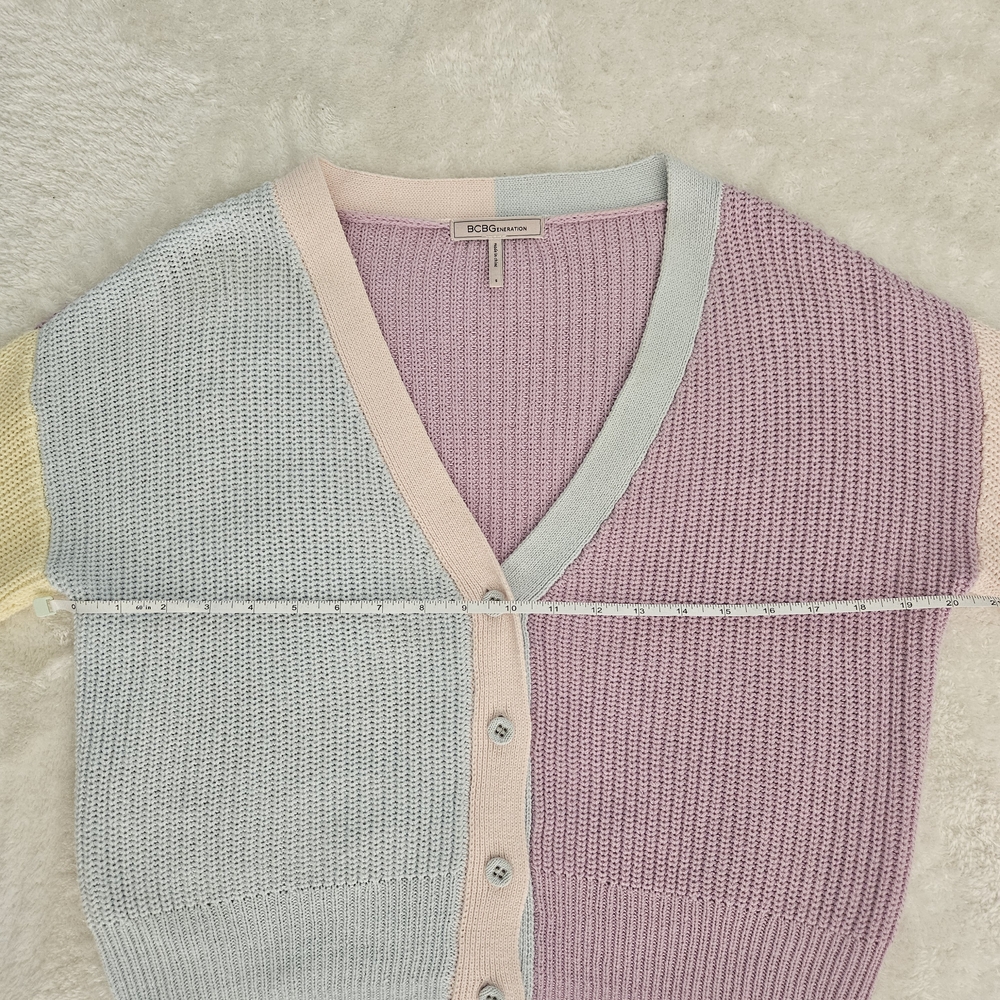 NEW BCBGeneration Colorblock Knit Buttoned Cardigan Size S Pastel Y2K Girlhood - Picture 10 of 13